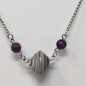 Sarah Coventry Purple Glass Bead Pendant Necklace